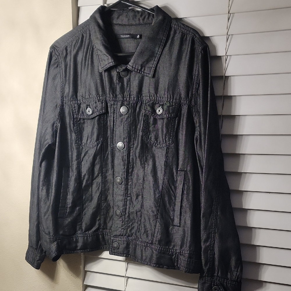 Tahari Dark Gray Jean Jacket